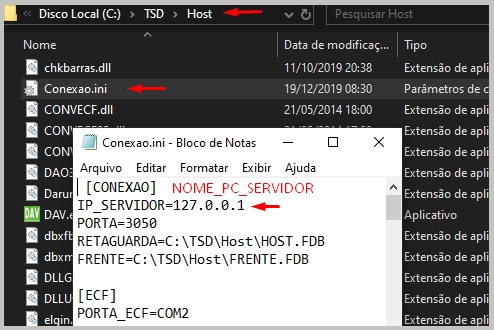 arquivo conexão conecta terminal