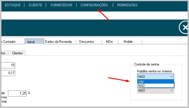 configura senha senha geral
