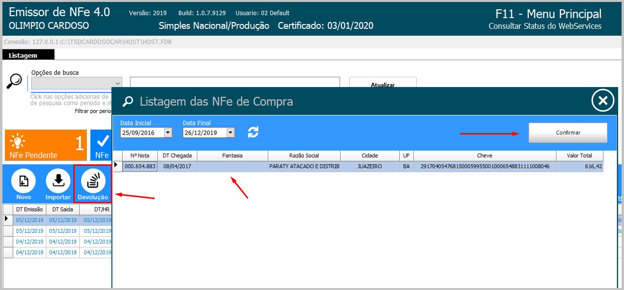 devolução nfe devolver nfe