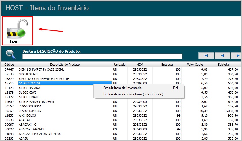 itens do inventario alterar inventario