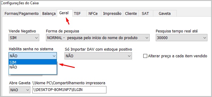 senha frente ativar senha
